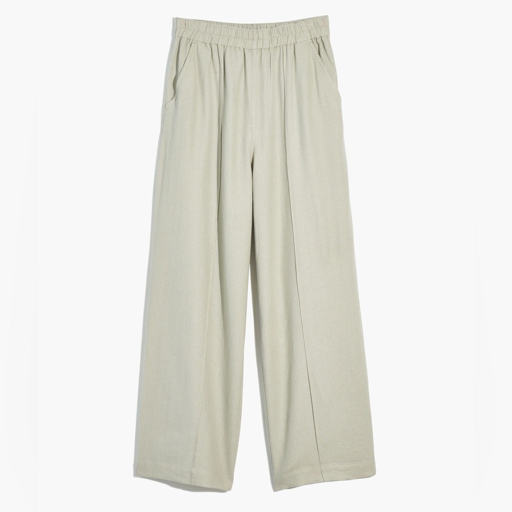 Madewell Breezewoven Pull-On High-Rise Straight Crop Pants Sage Linen Small